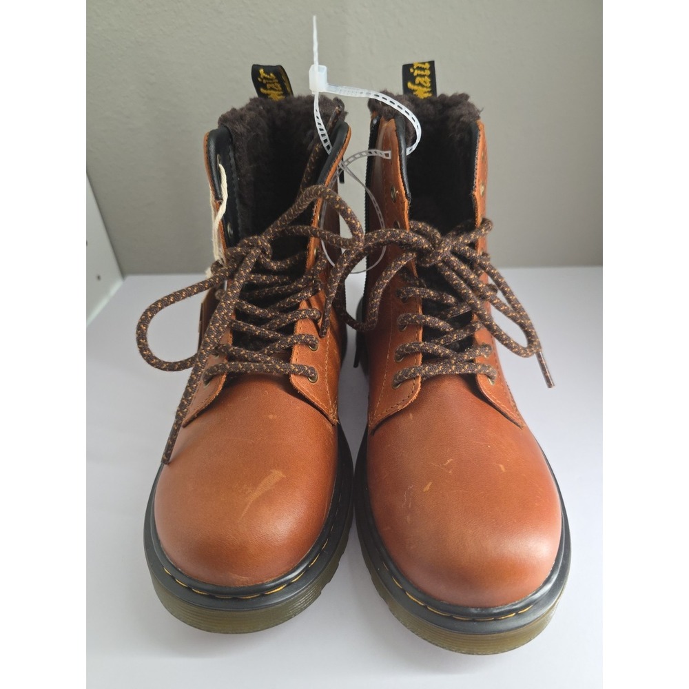 Dr. Martens 1460 Serena Unisex Kids Boots Sz 4 Brown Leather Faux Fur Lined - Picture 6 of 10